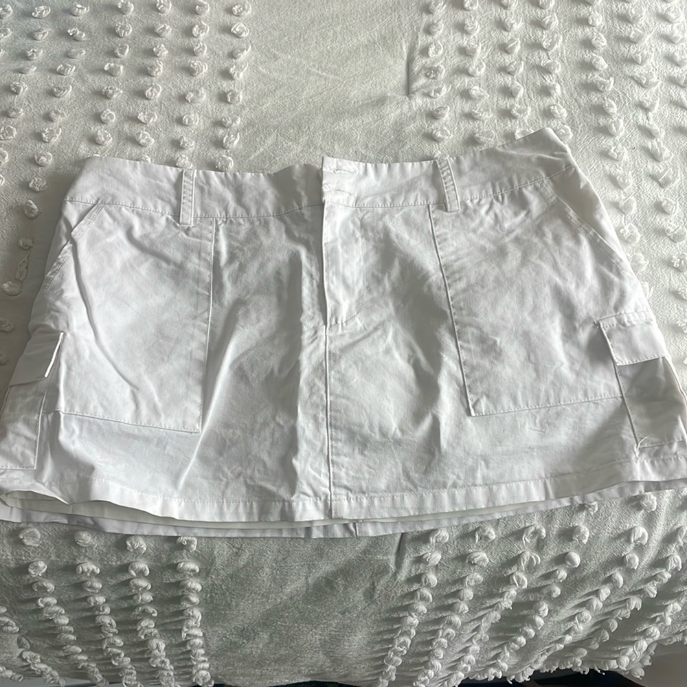 Princess Polly white mini cargo skirt